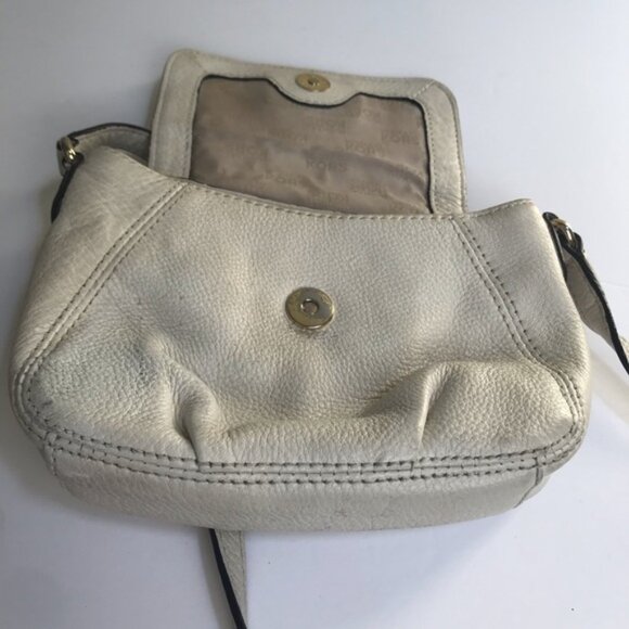 Michael Kors Pebble Leather Small Crossbody Shoulder Bag Mini Handbag White Gold - Picture 13 of 16